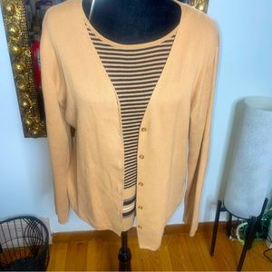 Designers Originals 2 Piece Camel/Tan Cardigan and Tank Set Women’s Size Large